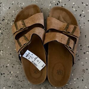 Men’s Brown Suede Sandals with Buckles Sz 8-9 NWT
